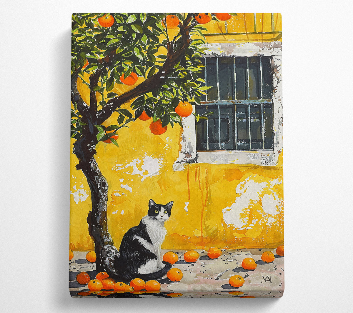 Golden Cat And Oranges Canvas Print