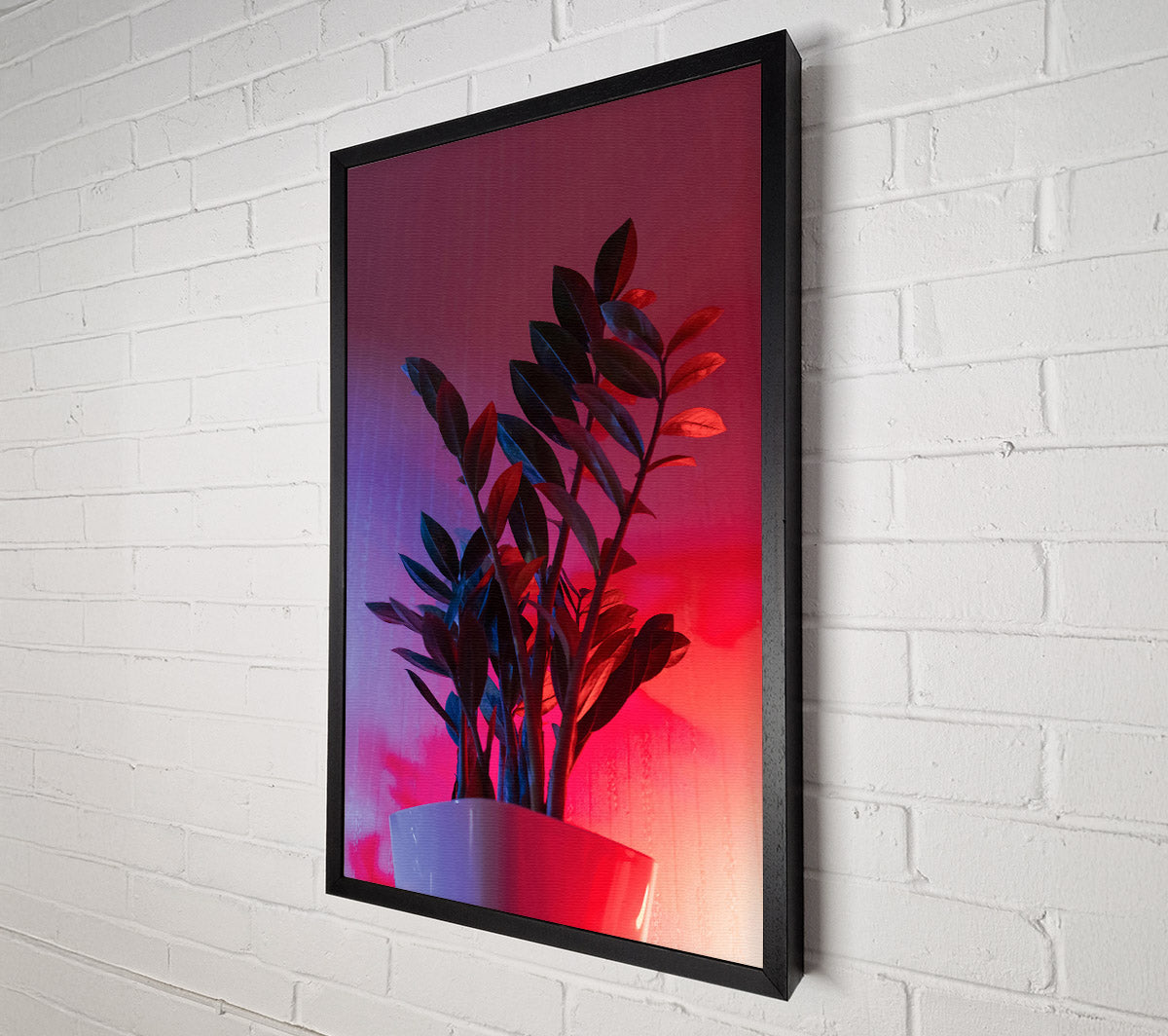 Pink Neon Plant Canvas Wall Art