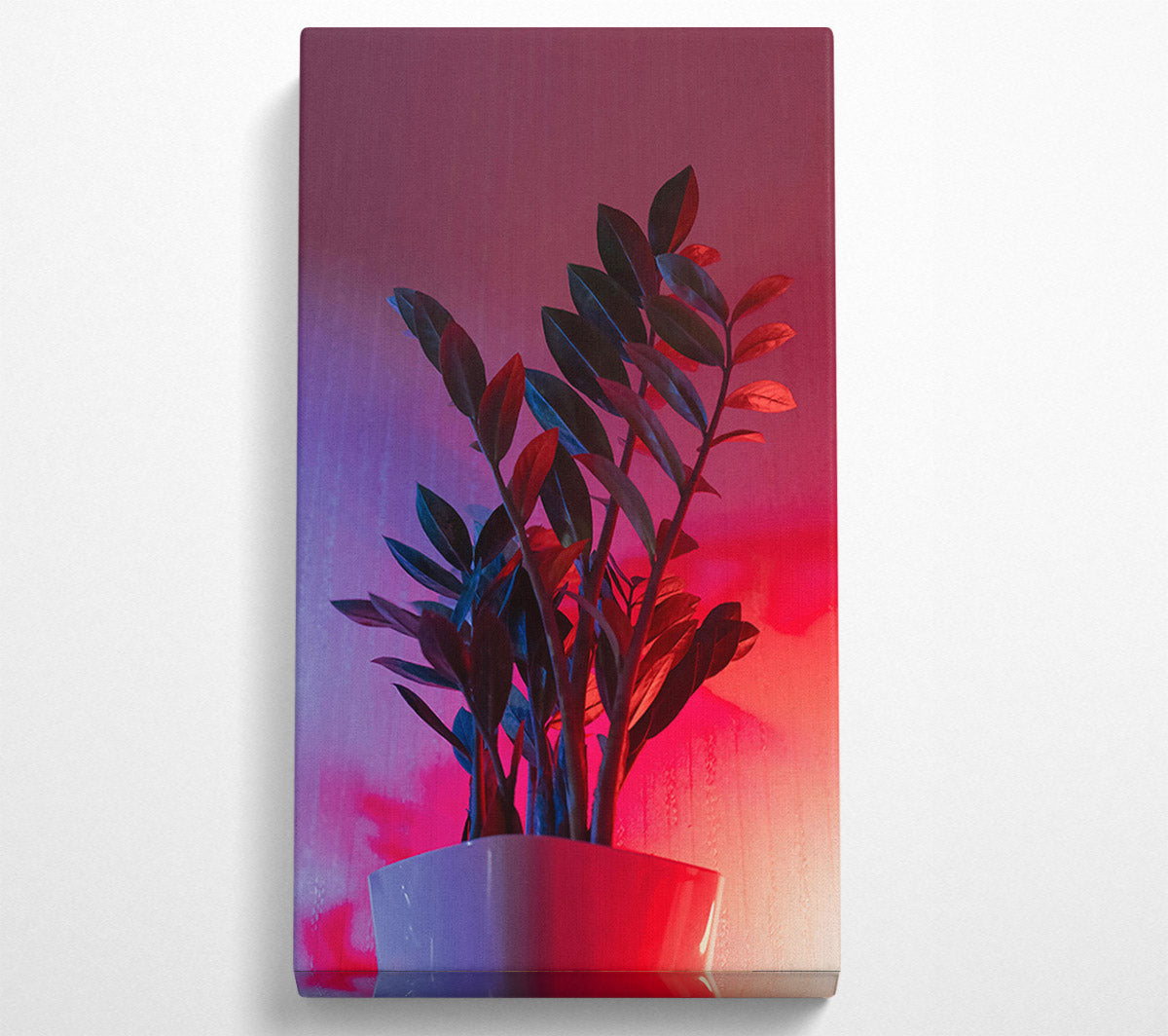 Pink Neon Plant Canvas Wall Art