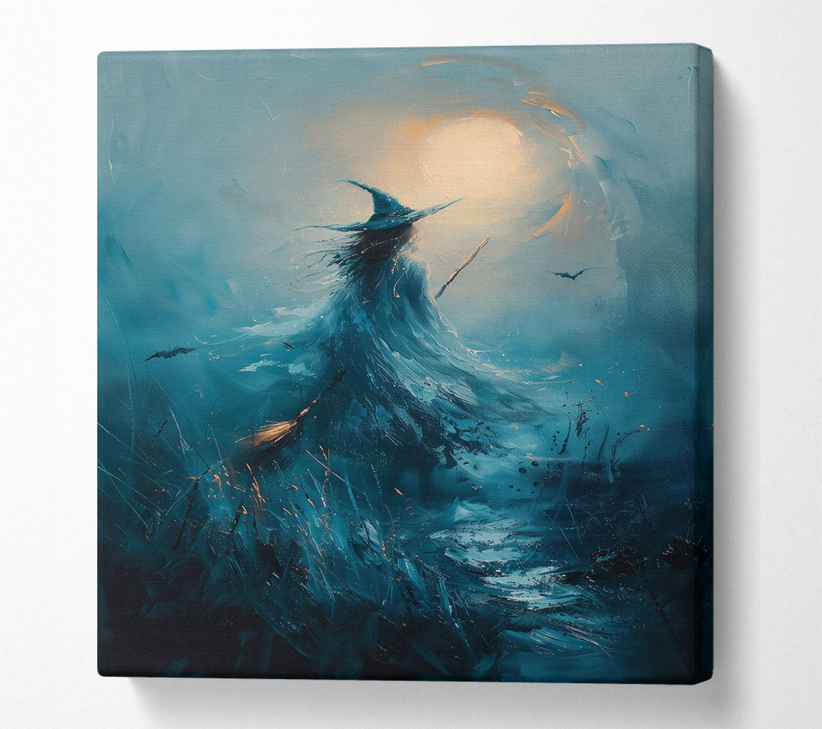 Teal Witch'S Flight Canvas Wall Art
