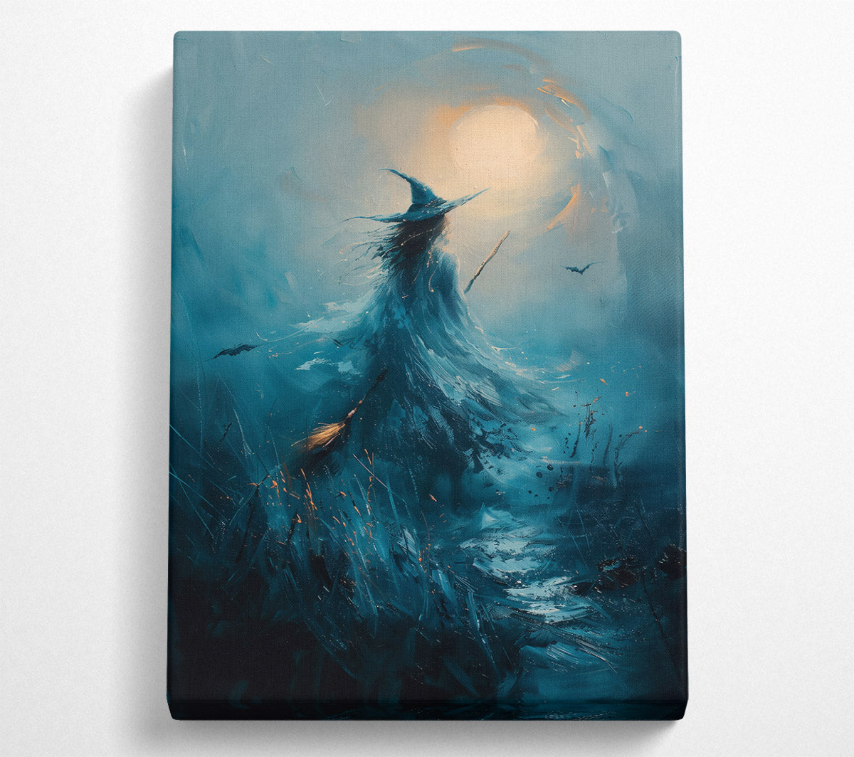 Teal Witch'S Flight Canvas Wall Art