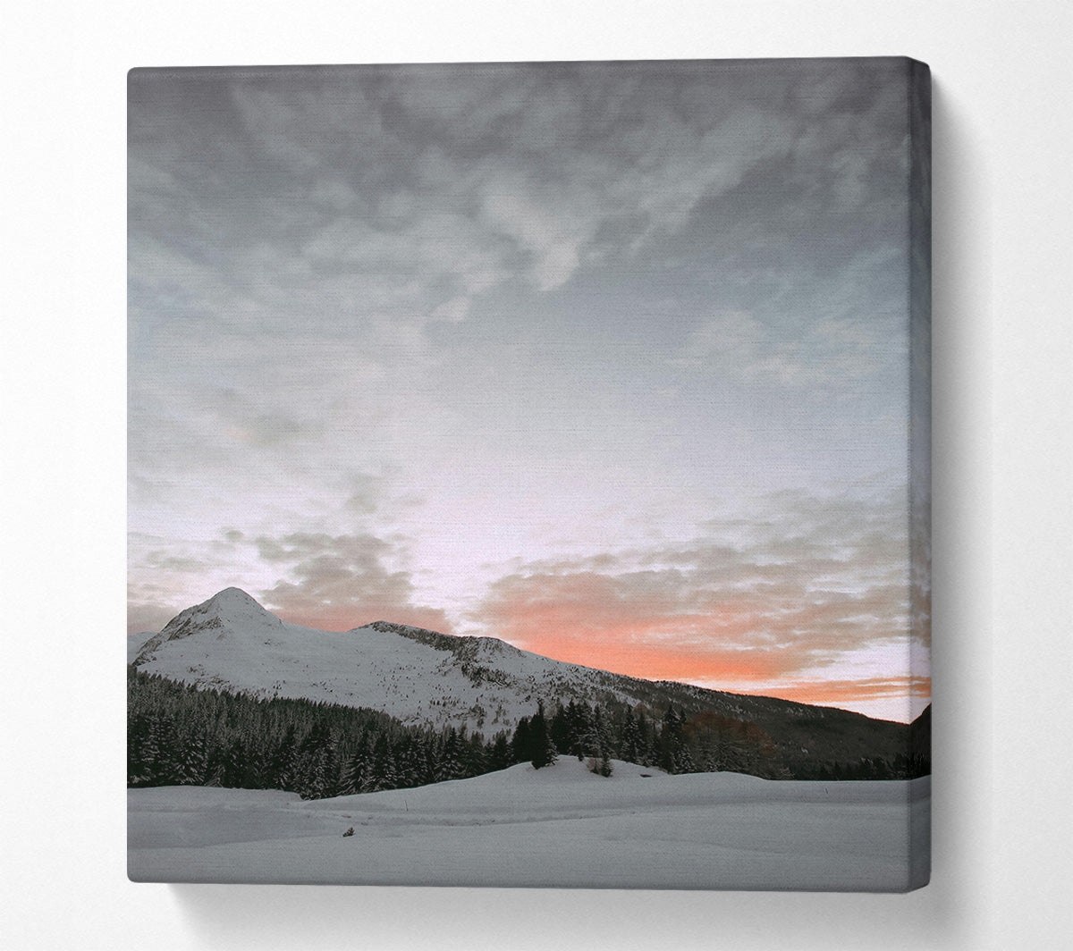 Pink Sky Mountain Canvas Wall Art