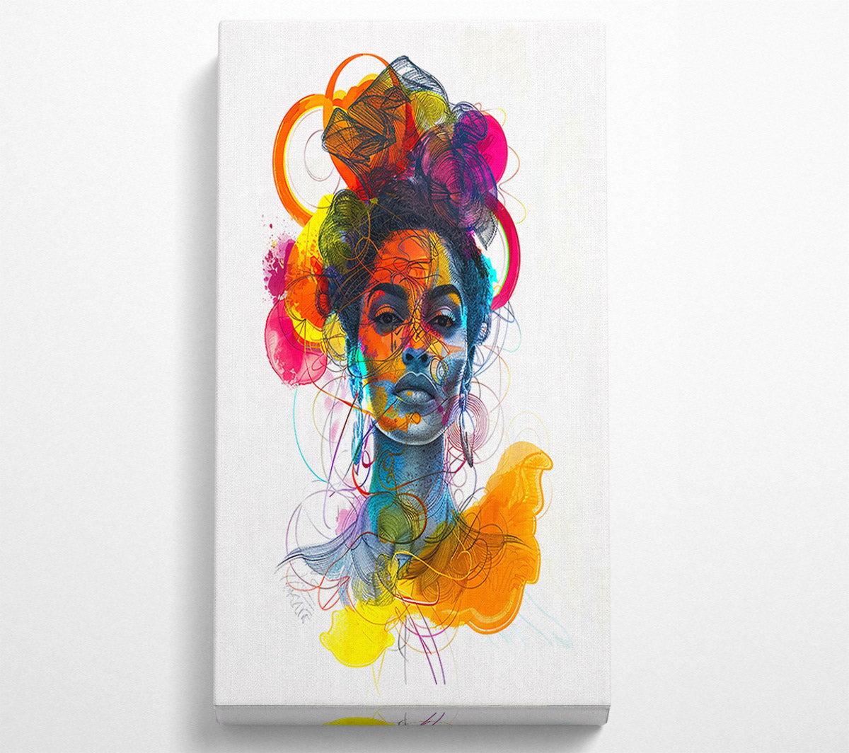 Yellow Lines And Faces Canvas Wall Art