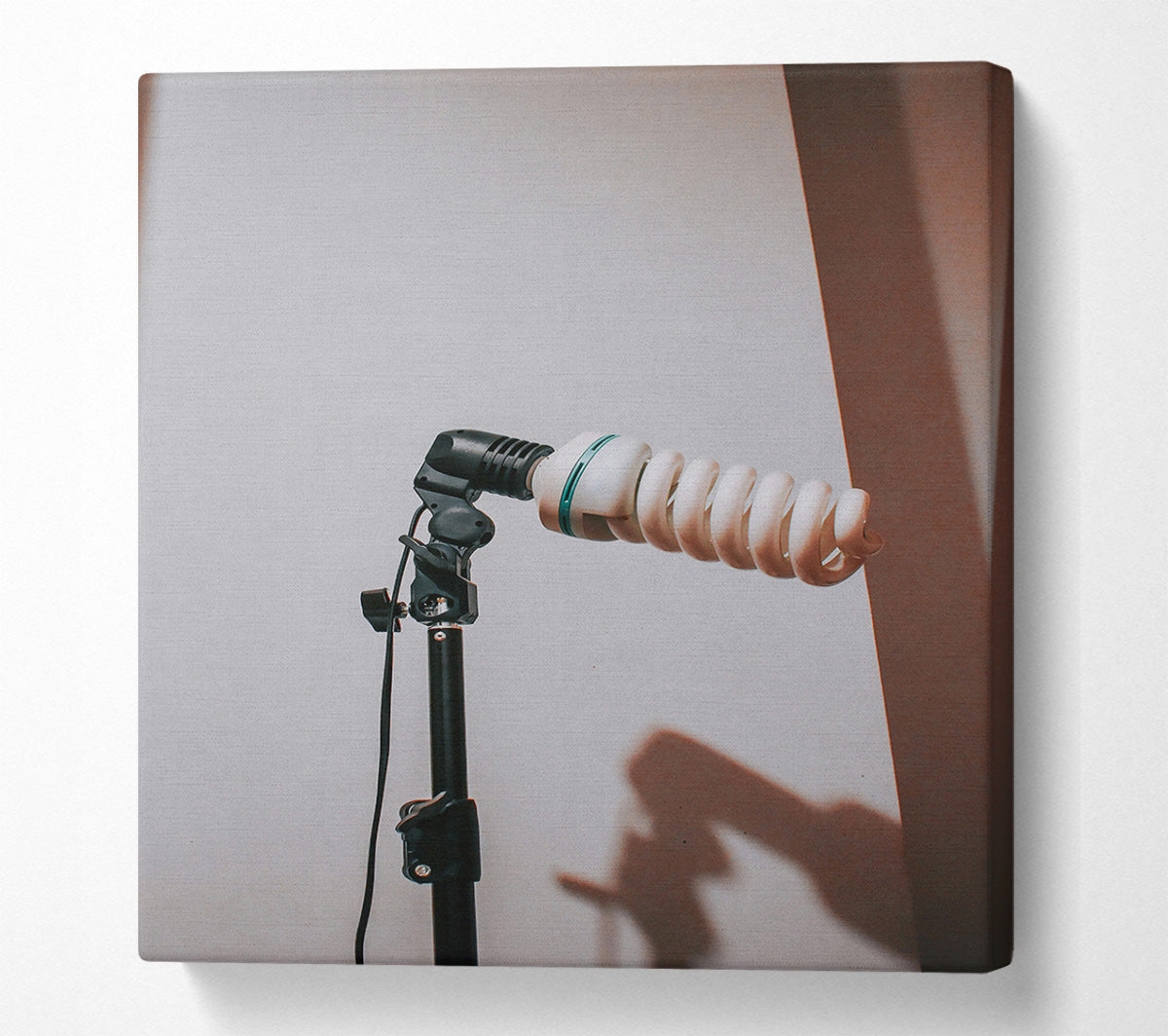 White Spiral Light Stand Canvas Wall Art