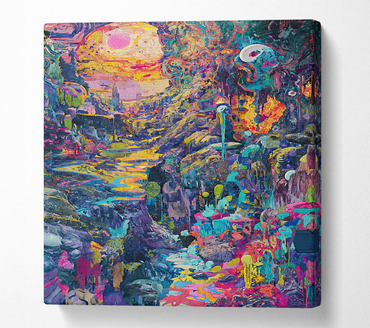 Yellow Dreamscape Canyon Canvas Wall Art