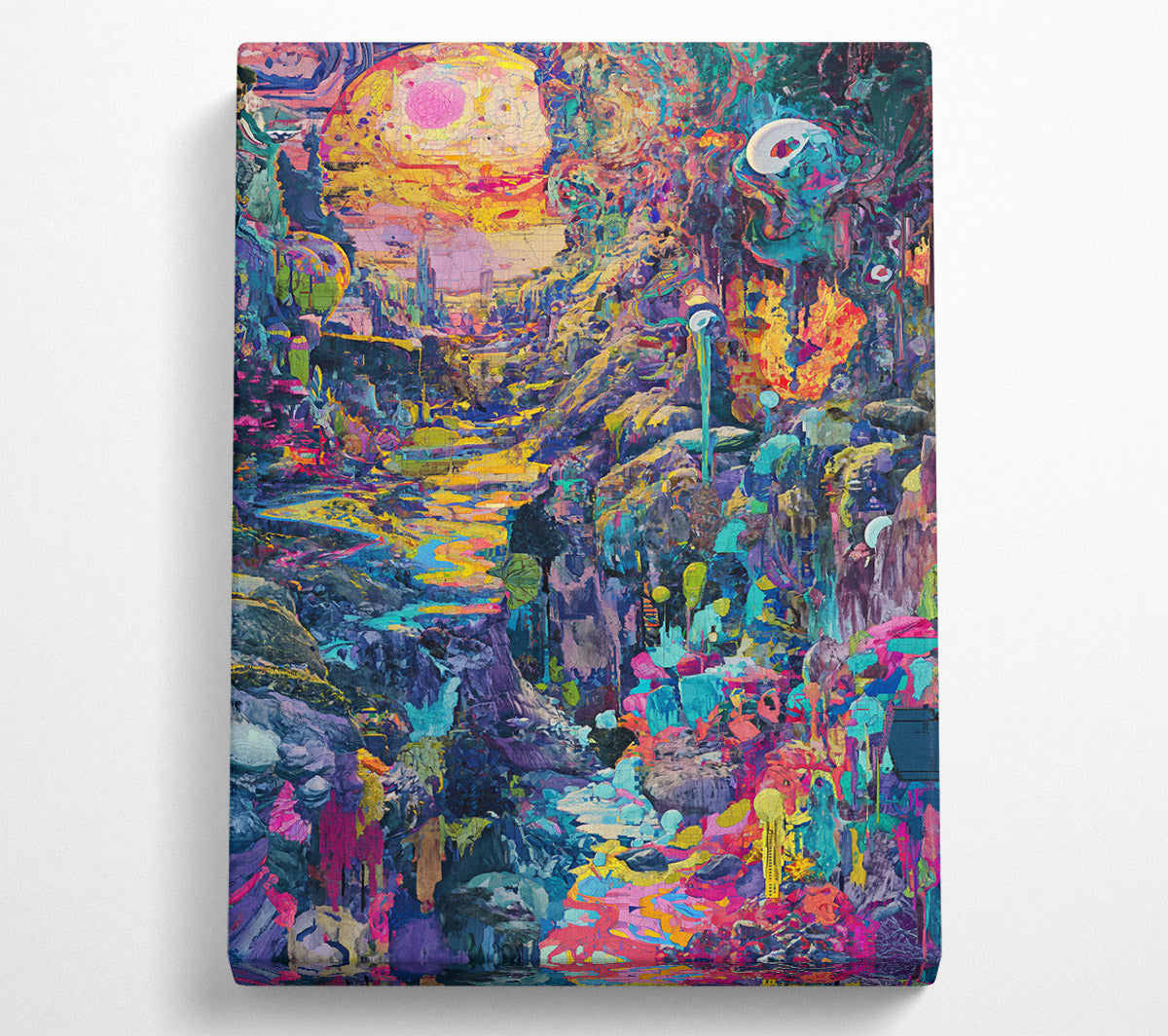 Yellow Dreamscape Canyon Canvas Wall Art