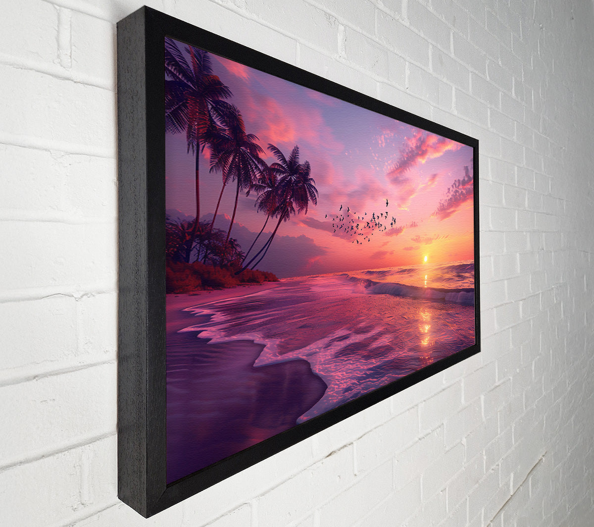 Pink Paradise Sunset Canvas Wall Art
