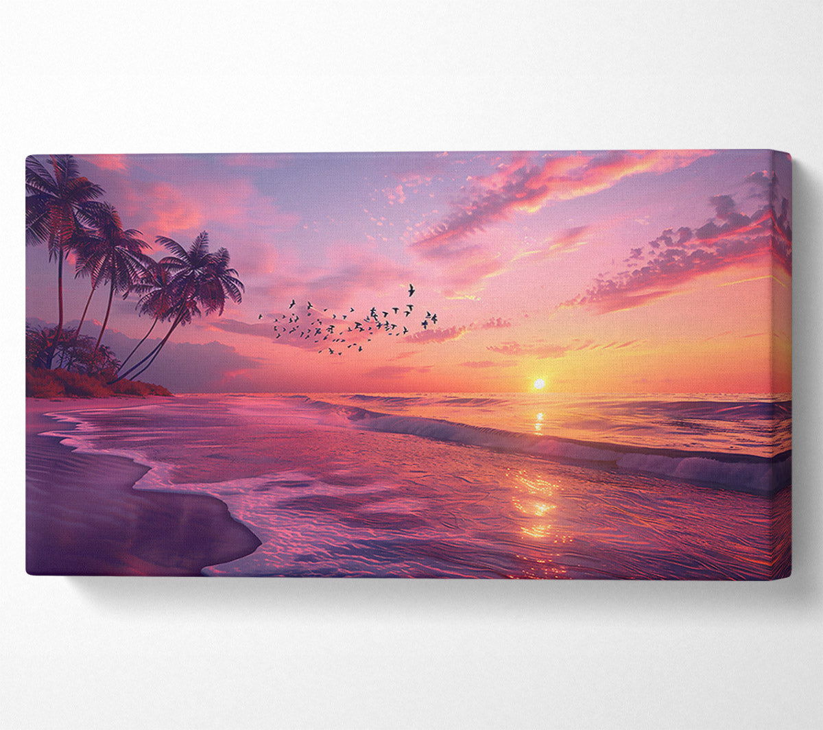 Pink Paradise Sunset Canvas Wall Art