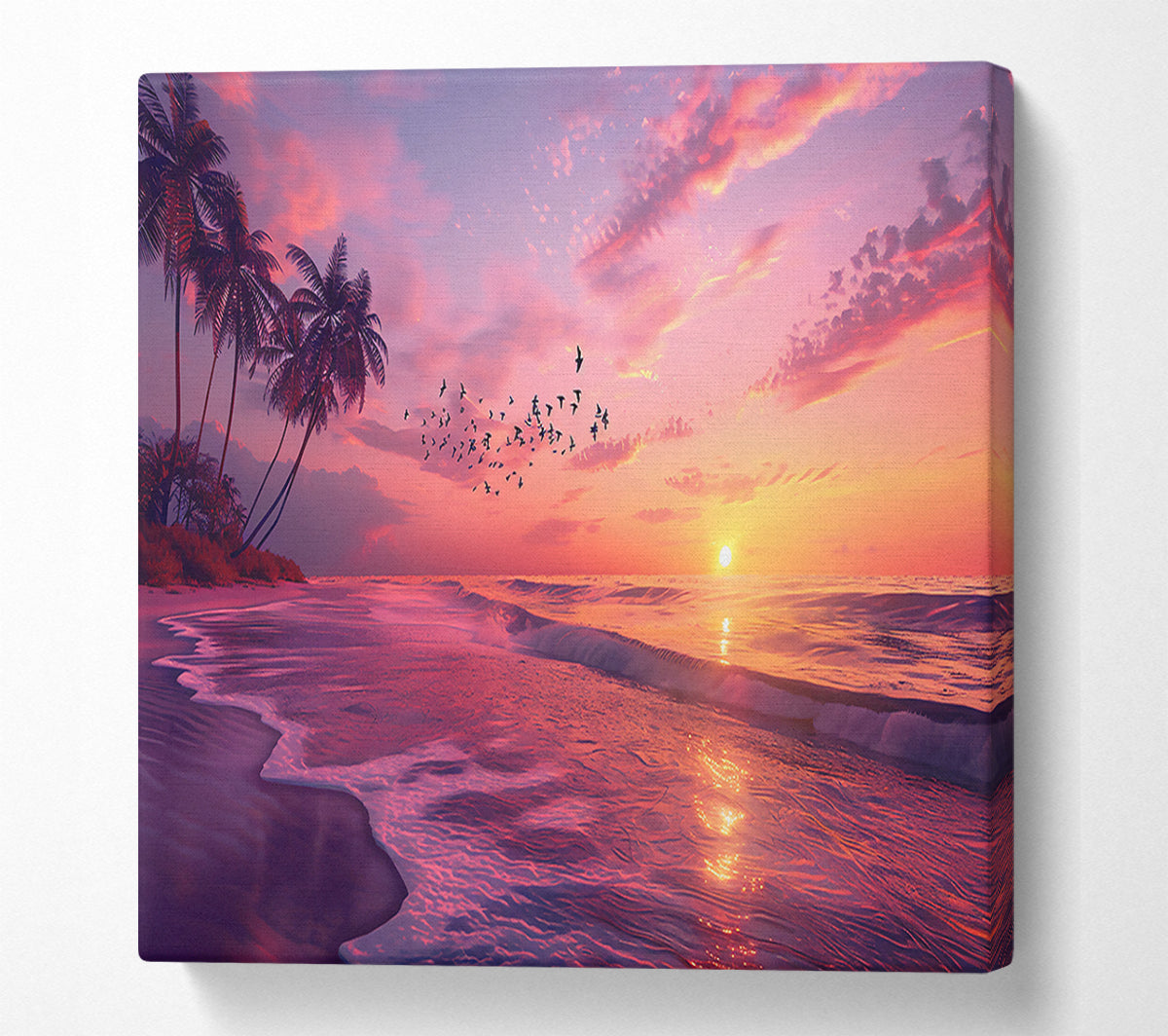 Pink Paradise Sunset Canvas Wall Art