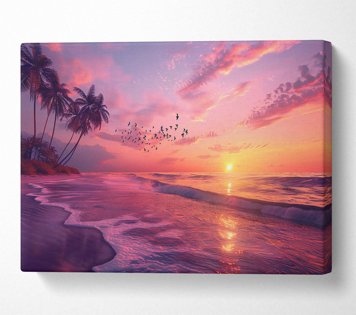 Pink Paradise Sunset Canvas Wall Art