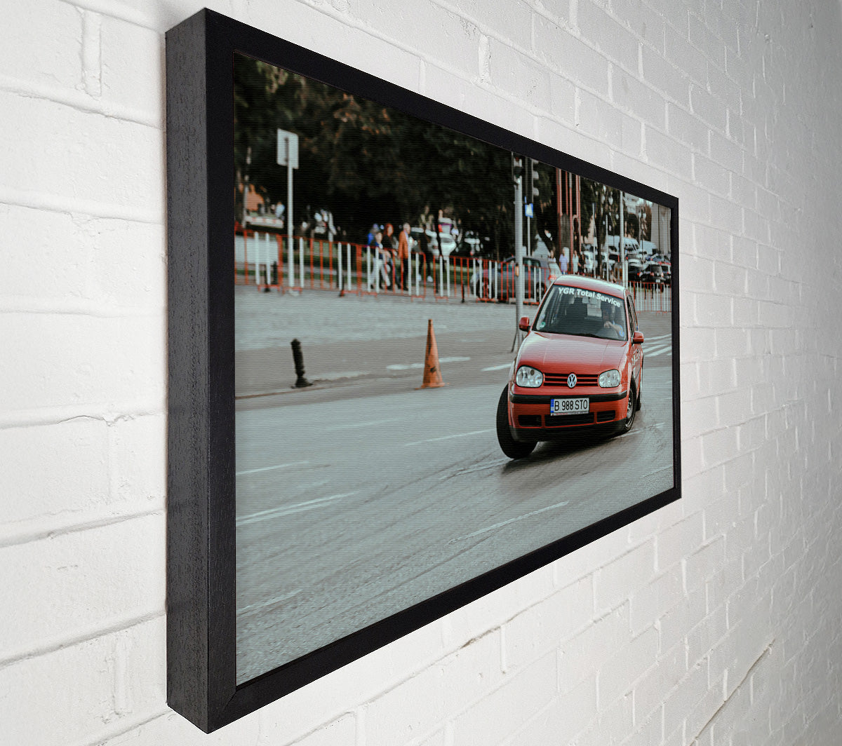 Red Car Turn Canvas Wall Art