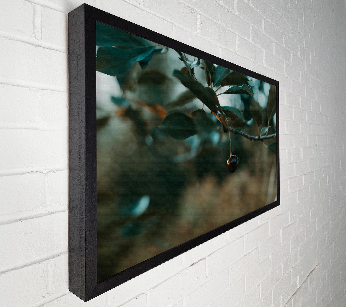 Teal Cherry Branch Canvas Wall Art