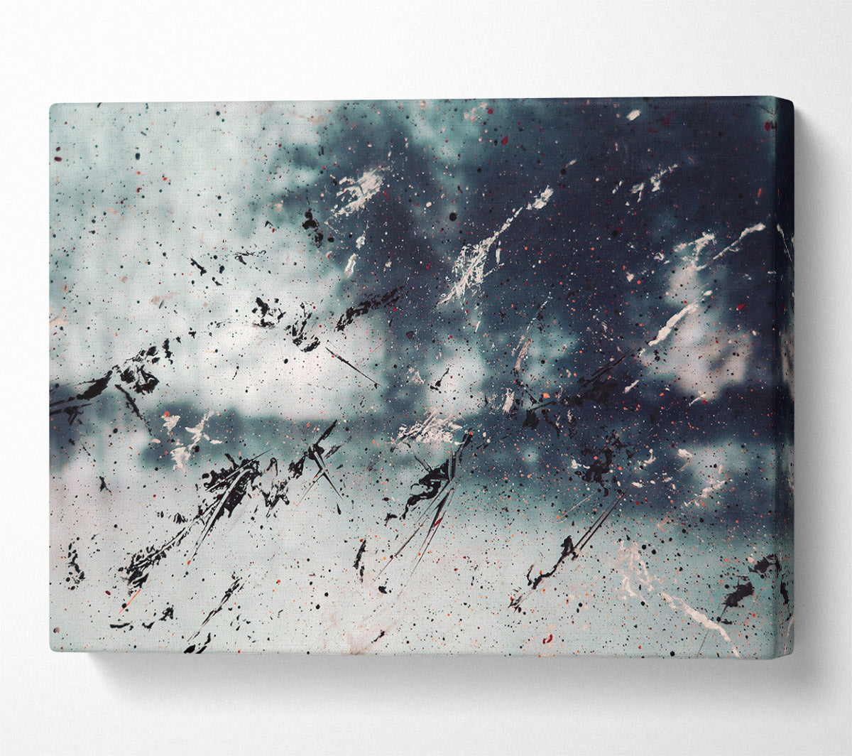 Teal Abstract Scratches Canvas Wall Art