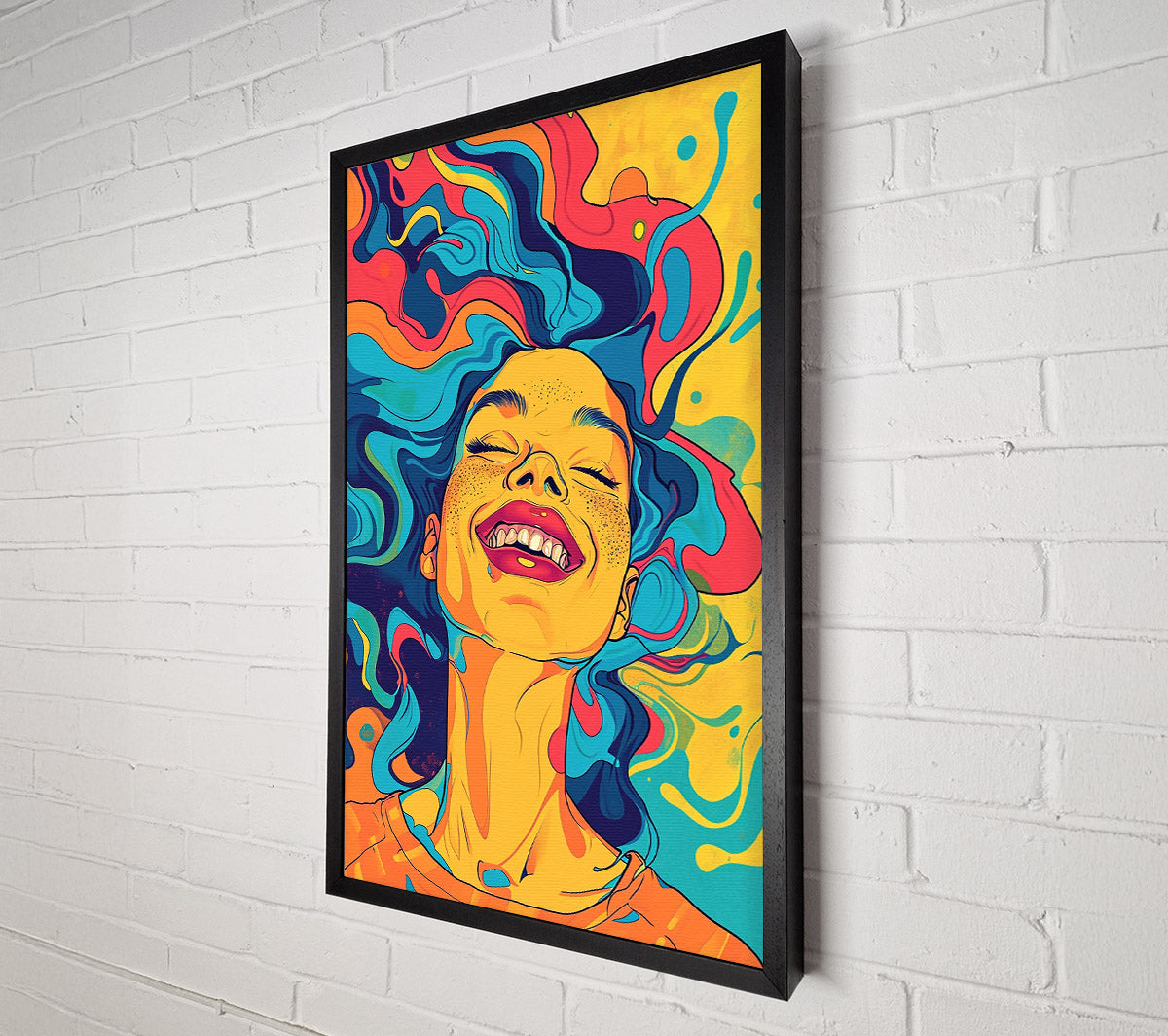 Yellow Joyful Swirl Canvas Wall Art