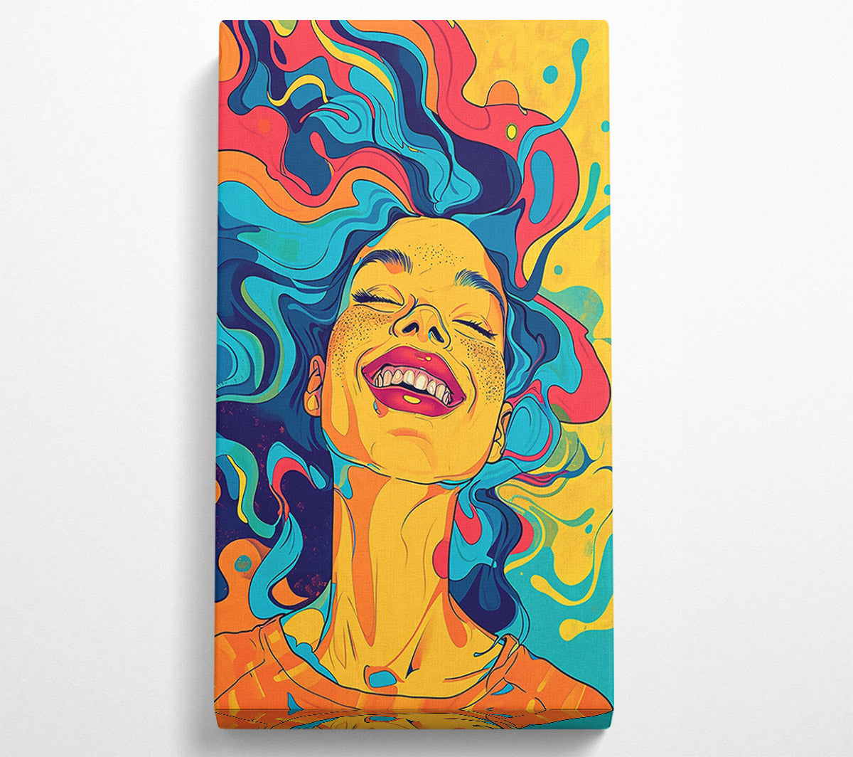 Yellow Joyful Swirl Canvas Wall Art