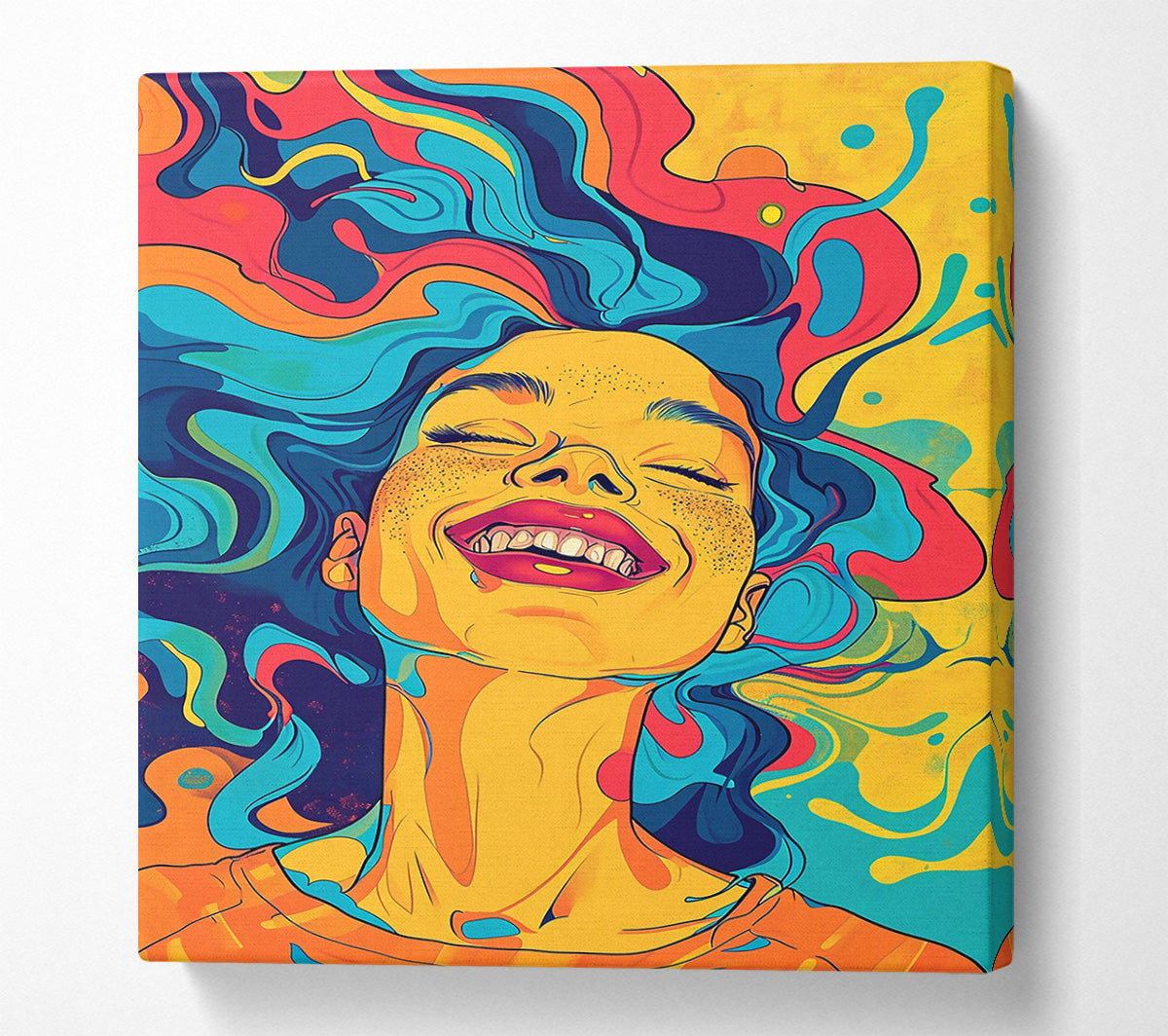 Yellow Joyful Swirl Canvas Wall Art