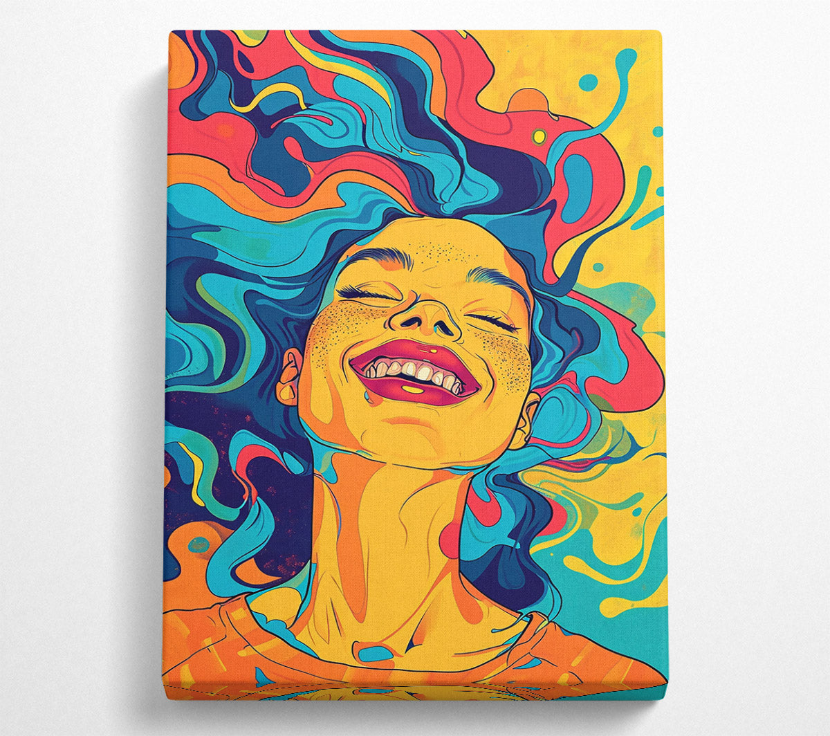 Yellow Joyful Swirl Canvas Wall Art