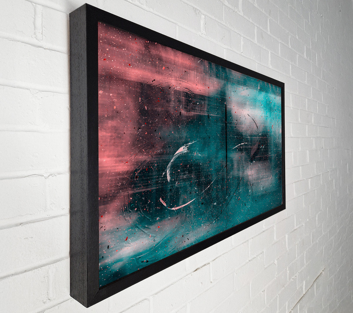 Teal Abstract Scratches Canvas Wall Art