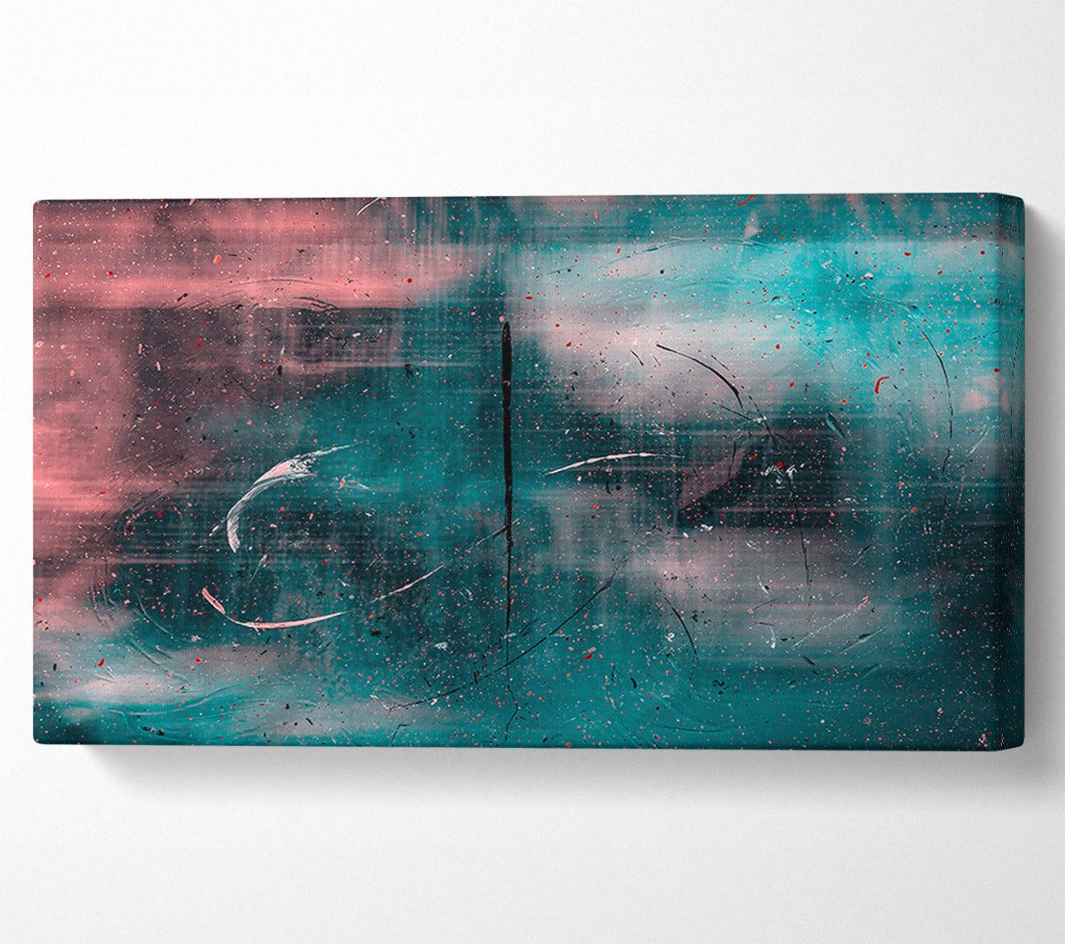 Teal Abstract Scratches Canvas Wall Art