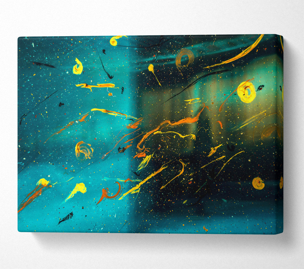 Teal Cosmic Dance Canvas Wall Art