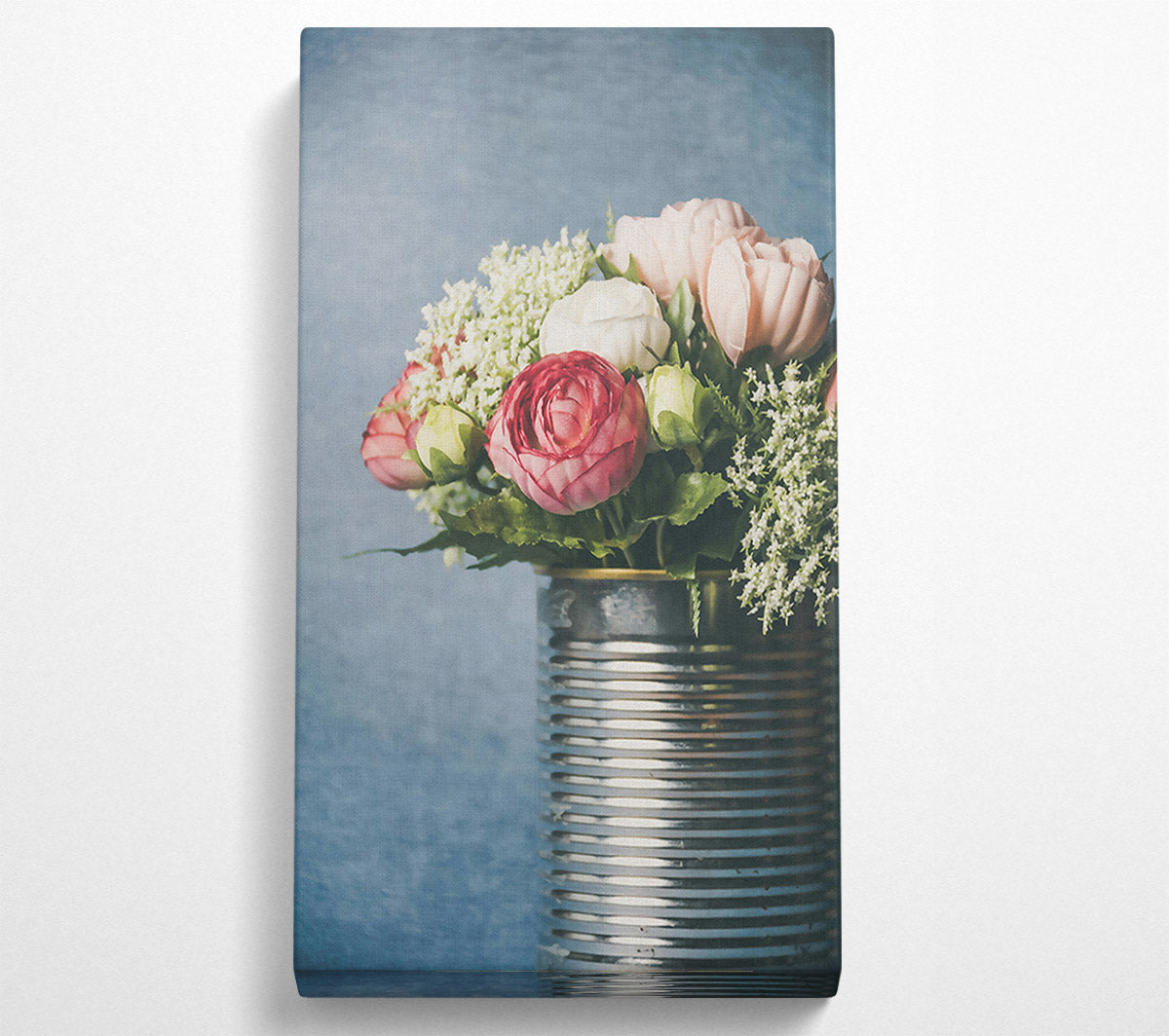 Pink Blooms In Tin Canvas Wall Art