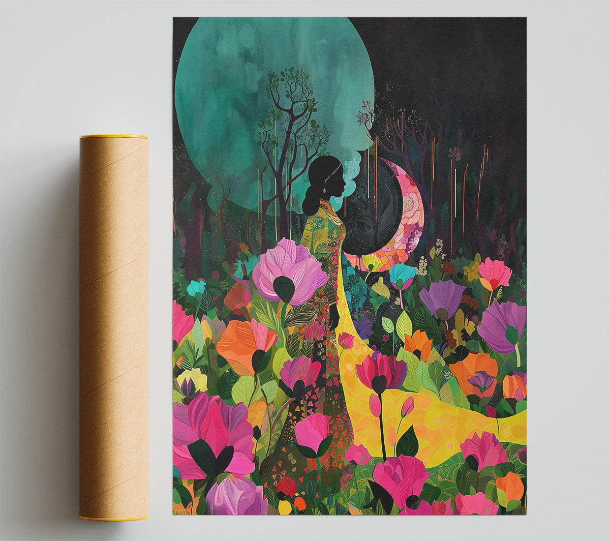 Yellow Moon Garden Poster