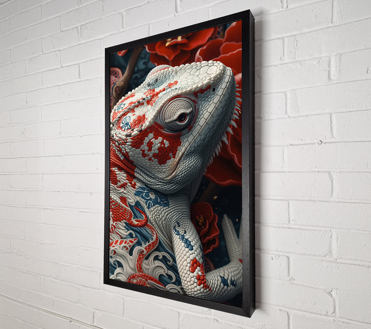Red Scaled Chameleon Canvas Wall Art