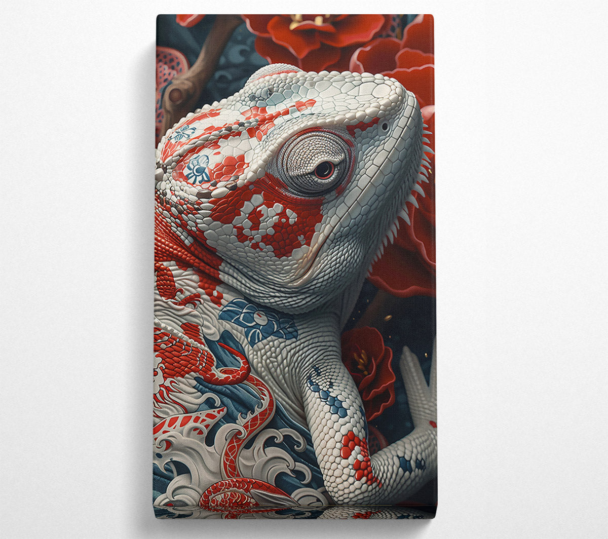 Red Scaled Chameleon Canvas Wall Art