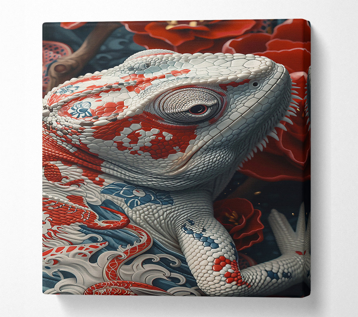 Red Scaled Chameleon Canvas Wall Art