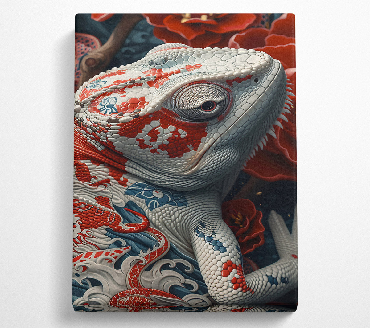 Red Scaled Chameleon Canvas Wall Art