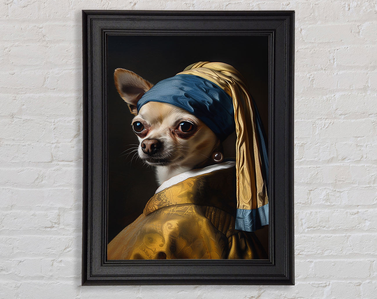 Dog With A Pearl Earring Framed Print