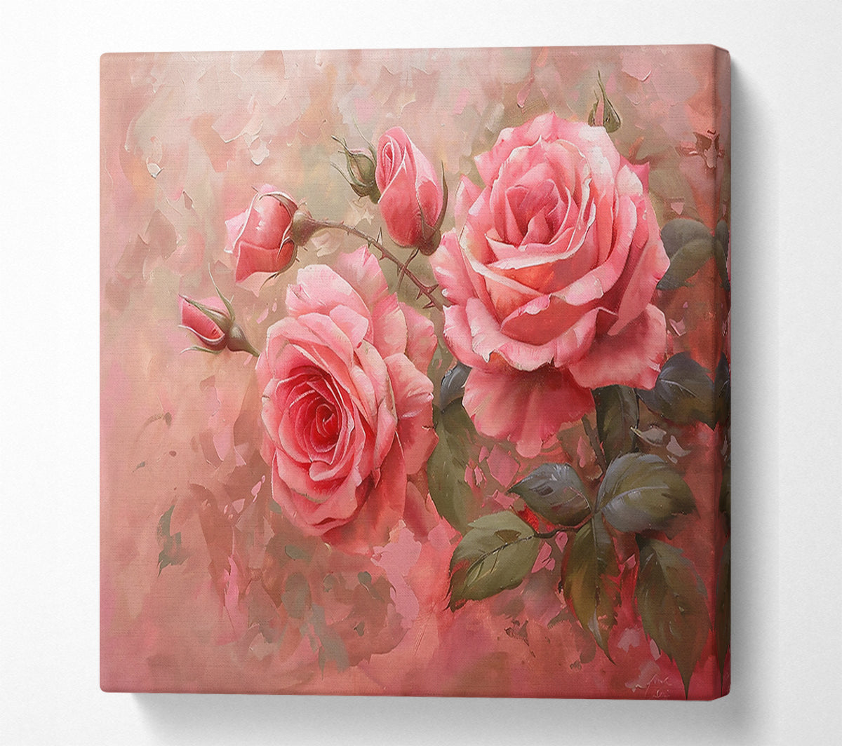 Pink Rose Bouquet Canvas Wall Art