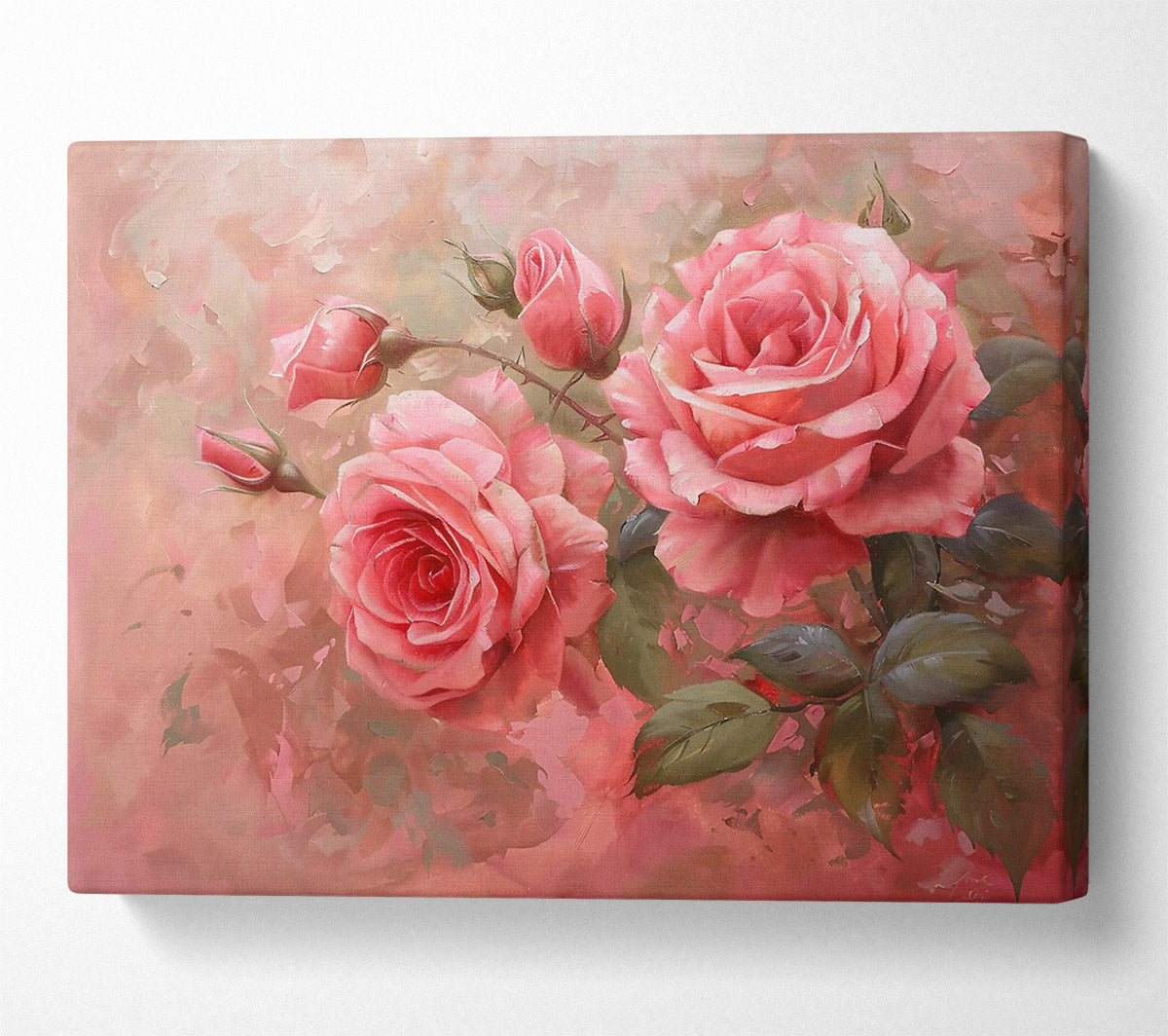 Pink Rose Bouquet Canvas Wall Art