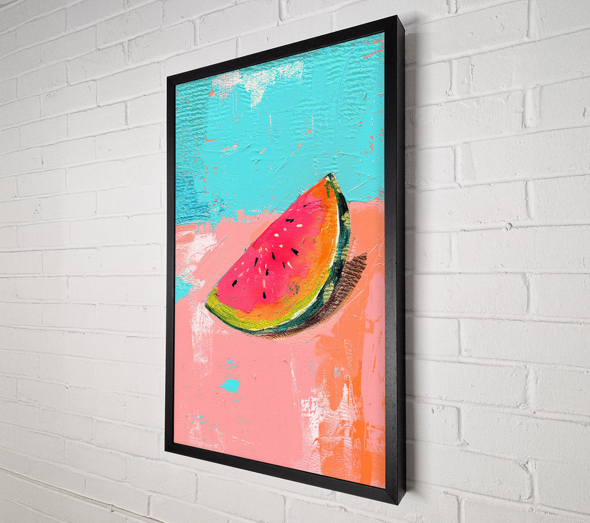 Pink Watermelon Slice Canvas Wall Art