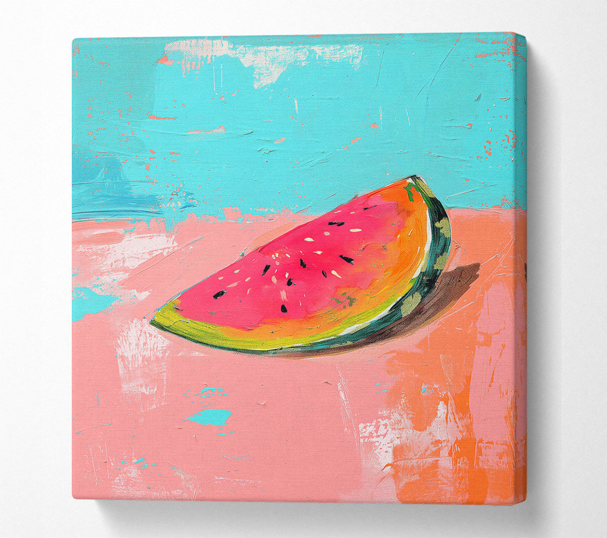 Pink Watermelon Slice Canvas Wall Art