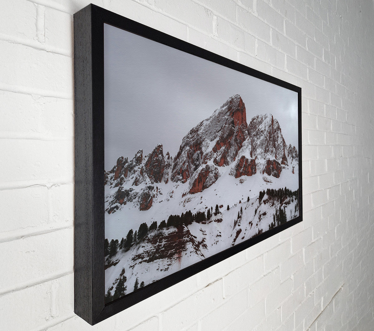Red Peaks In Winter Canvas Wall Art