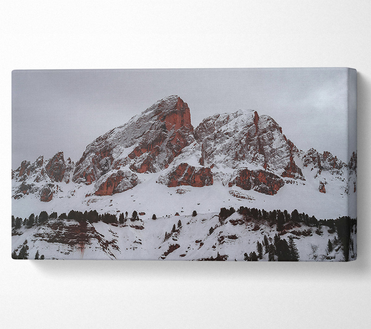 Red Peaks In Winter Canvas Wall Art