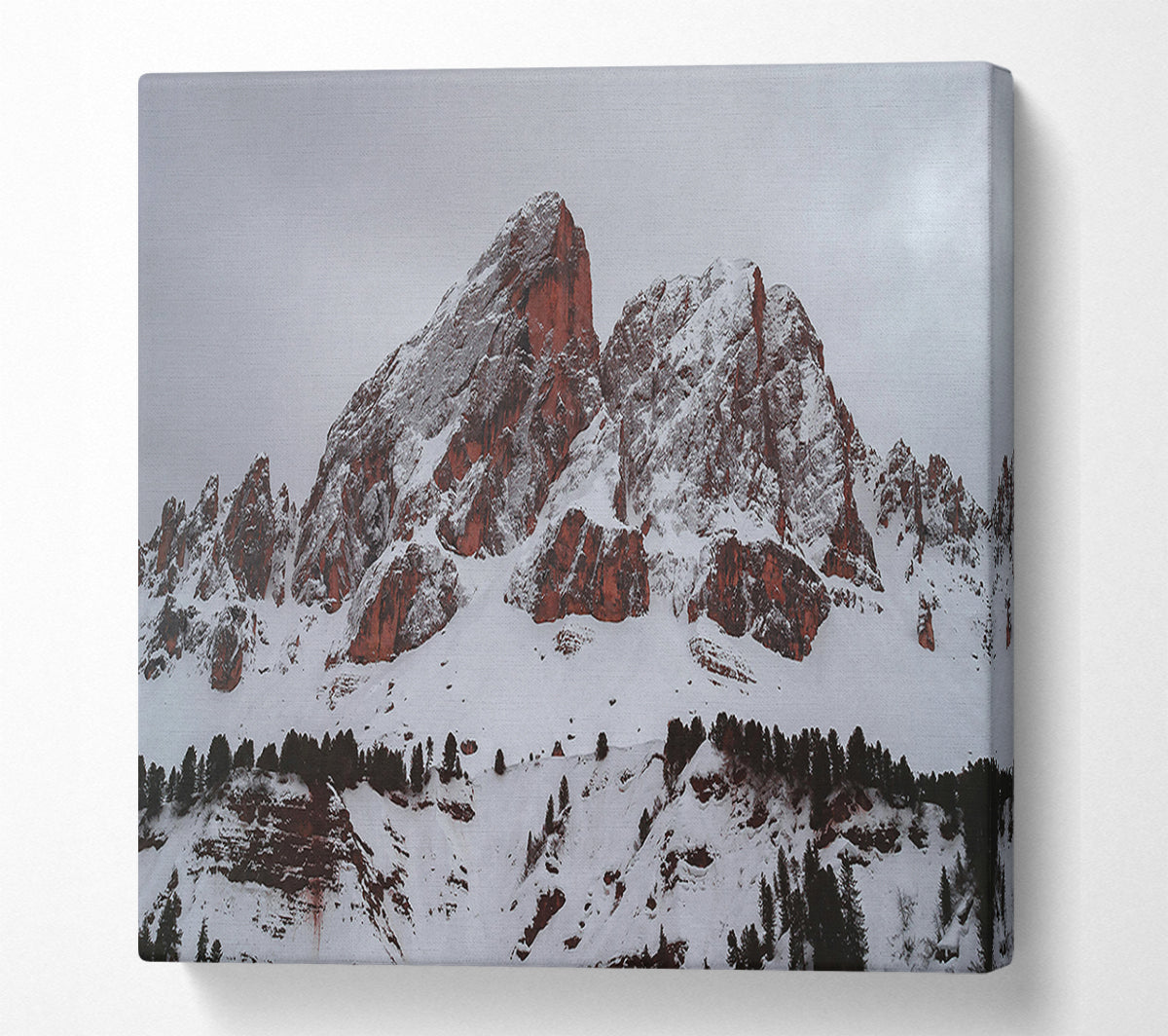 Red Peaks In Winter Canvas Wall Art