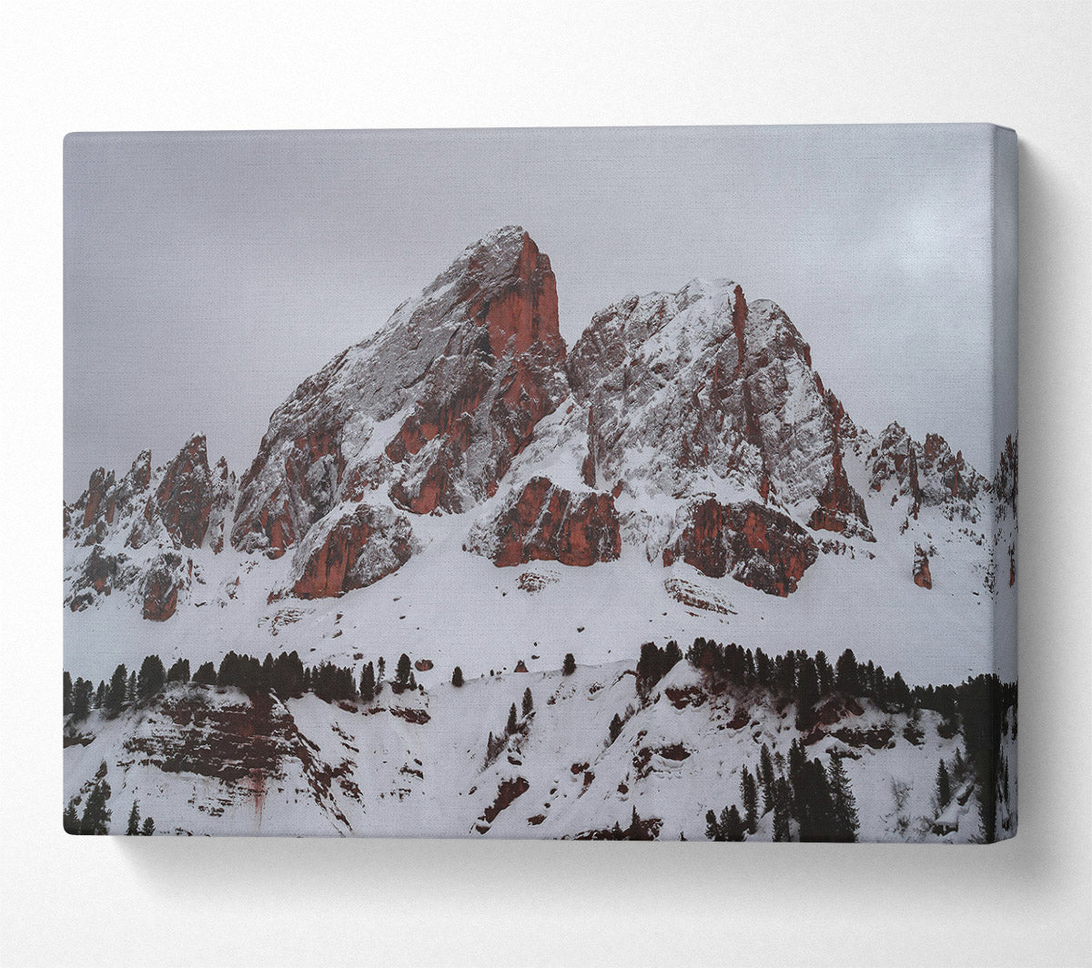Red Peaks In Winter Canvas Wall Art