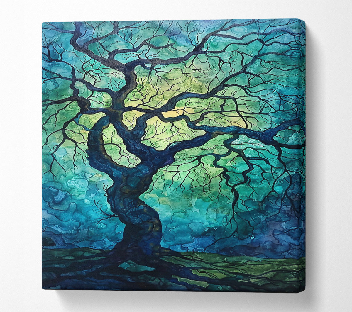 Teal Twisted Branches Canvas Wall Art