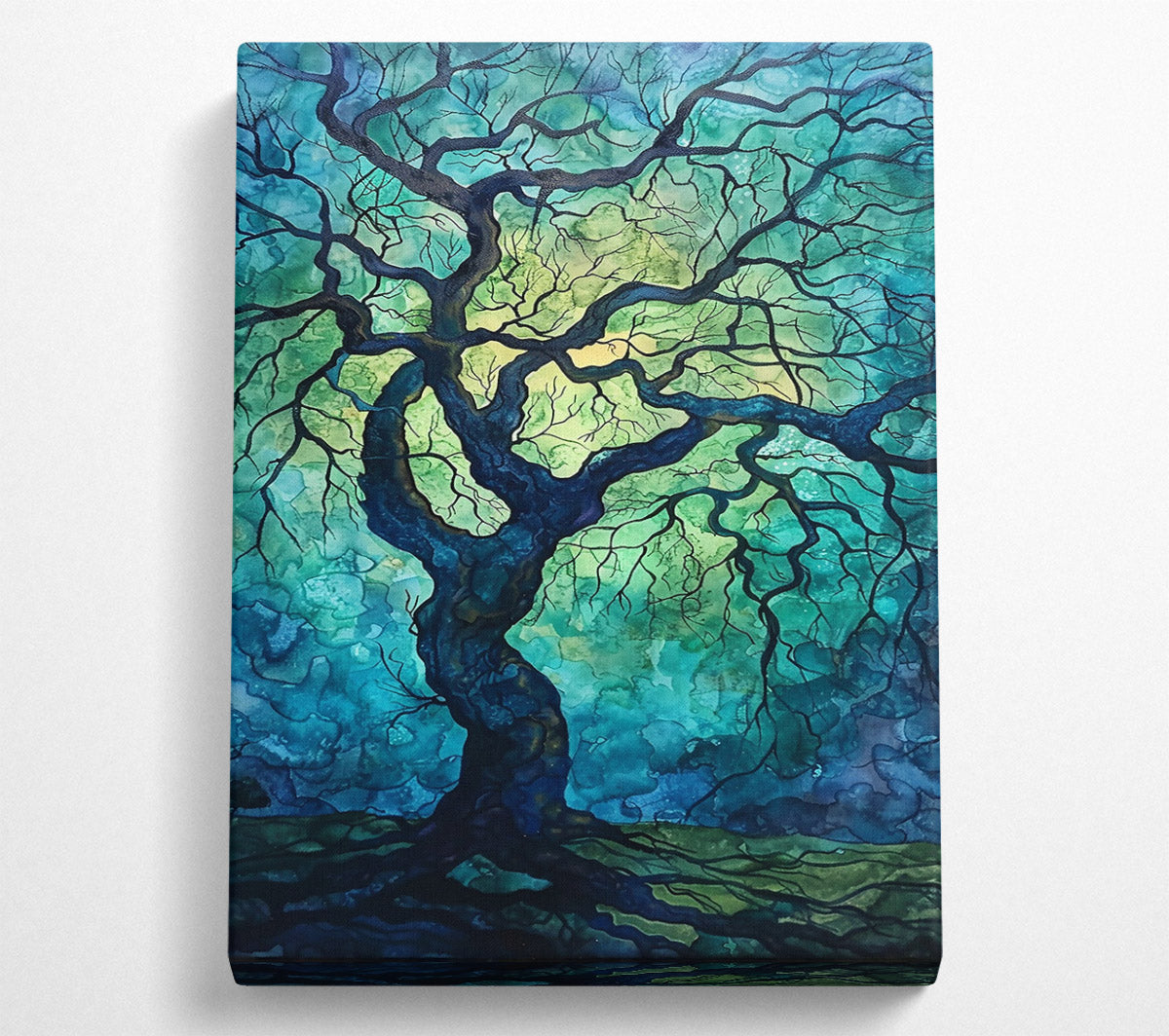 Teal Twisted Branches Canvas Wall Art