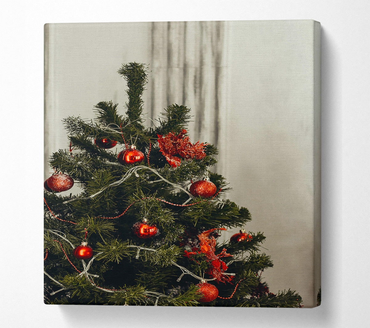 Red Christmas Lights Canvas Wall Art