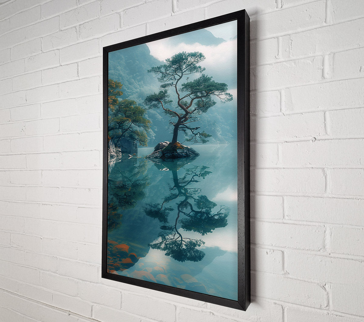 Teal Reflection In Mist Canvas Print