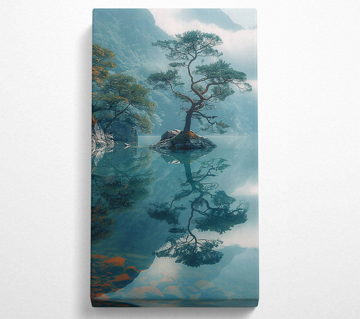 Teal Reflection In Mist Canvas Print