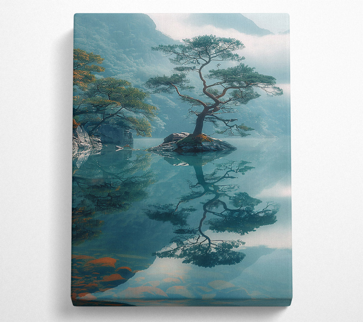 Teal Reflection In Mist Canvas Print
