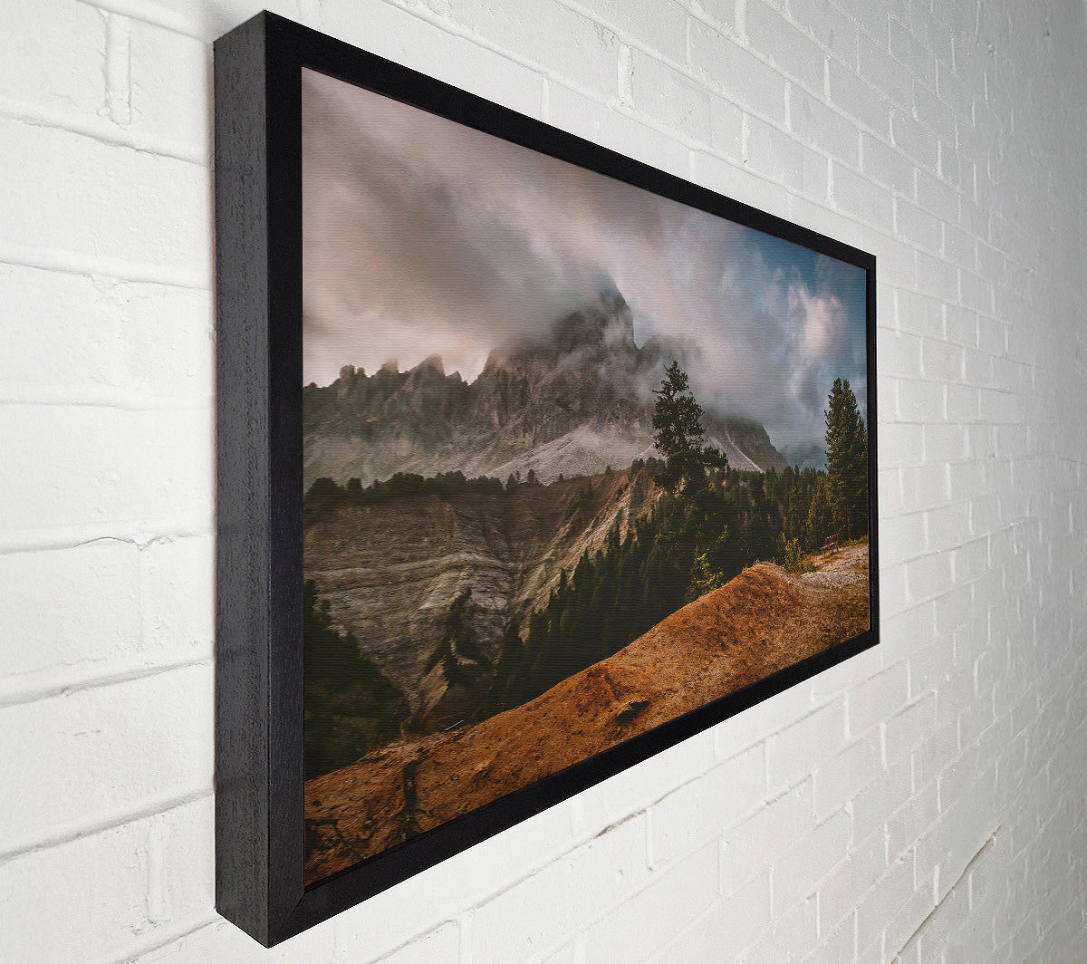 Rust-Colored Mountain Mist Canvas Wall Art