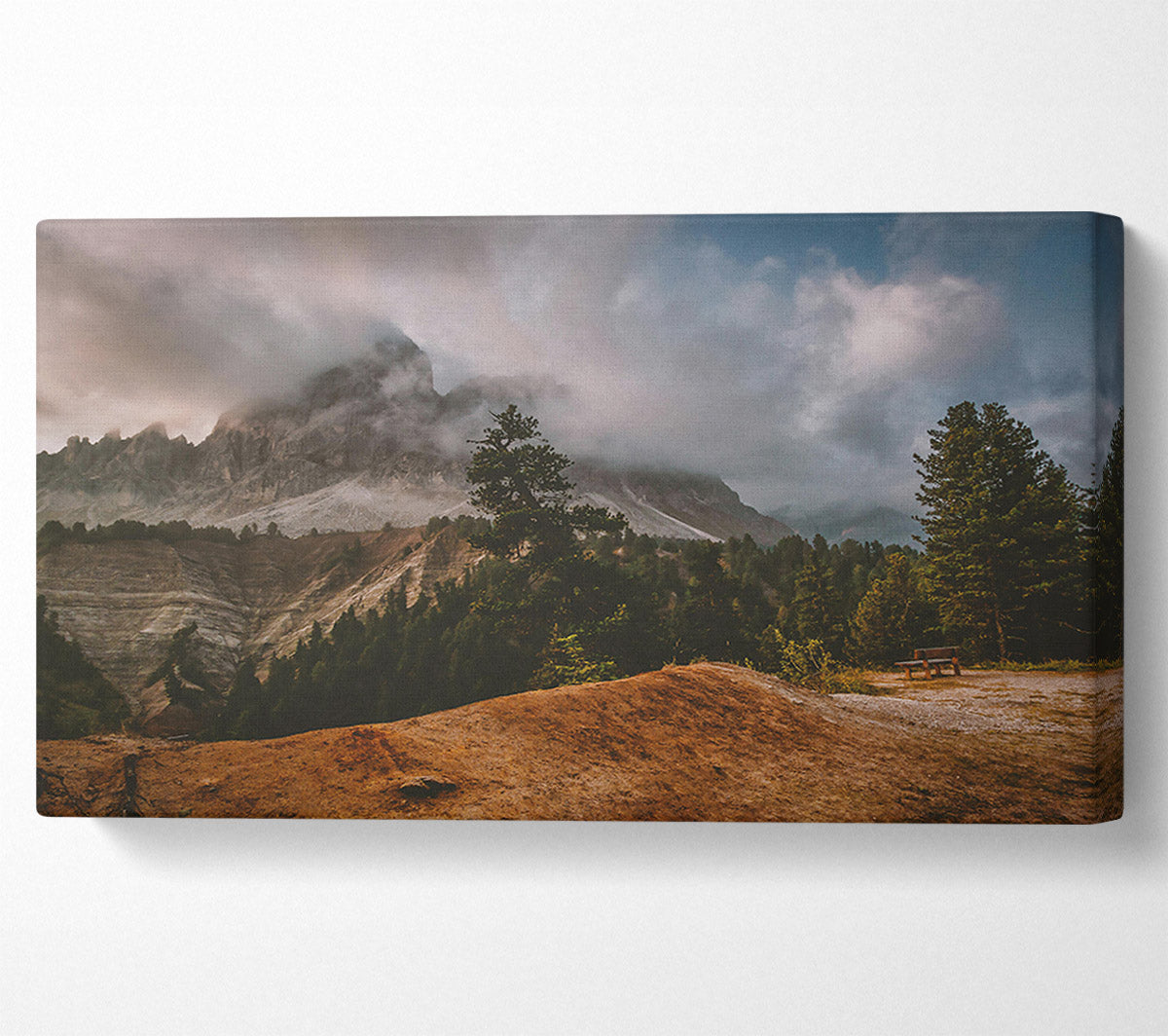 Rust-Colored Mountain Mist Canvas Wall Art