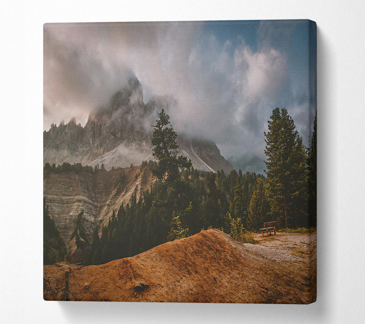 Rust-Colored Mountain Mist Canvas Wall Art