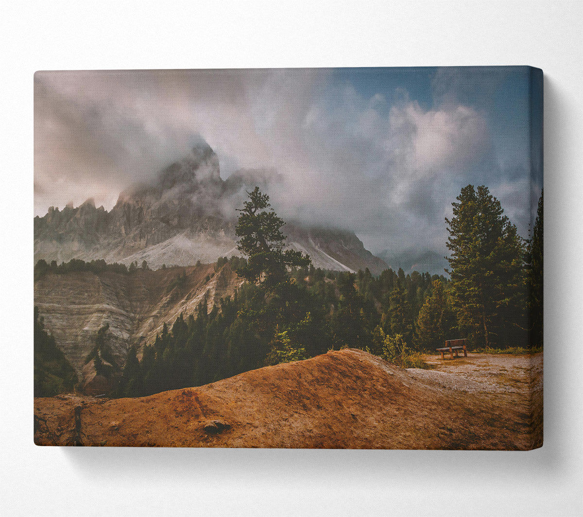 Rust-Colored Mountain Mist Canvas Wall Art