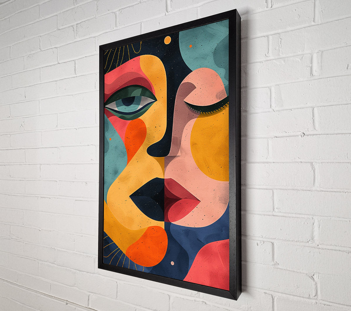 Yellow Abstract Faces Canvas Wall Art